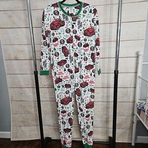 Bucees Waffle Knit Long John Holiday Christmas Onsie Small